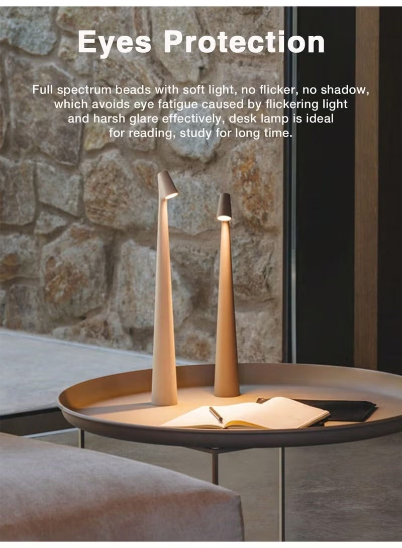 مصباح طاولة LED يعمل باللمس – قابل لإعادة الشحن ولاسلكي مع إضاءة قابلة للتعتيم بثلاثة ألوان، غطاء بلاستيكي غير لامع، شحن عبر USB – مصباح أرضي محمول عصري لغرفة النوم وطاولة الطعام والمكتب والقراءة – هدية أنيقة لتزيين المنزل - Image 4